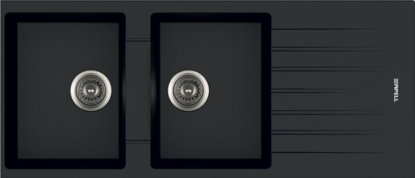 Lavello APELL 2 Vasche con gocciolatoio Reversibile colore Nero cod: PTPL1162GB