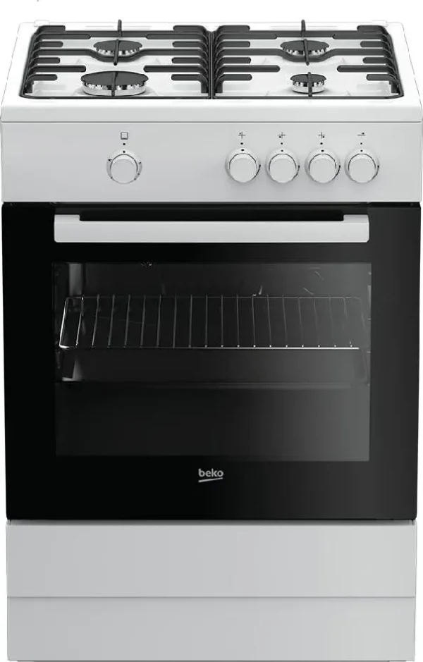 Cucina a Gas BEKO 4 Fuochi Forno gas 60x60 Colore Bianco FSG62000DW