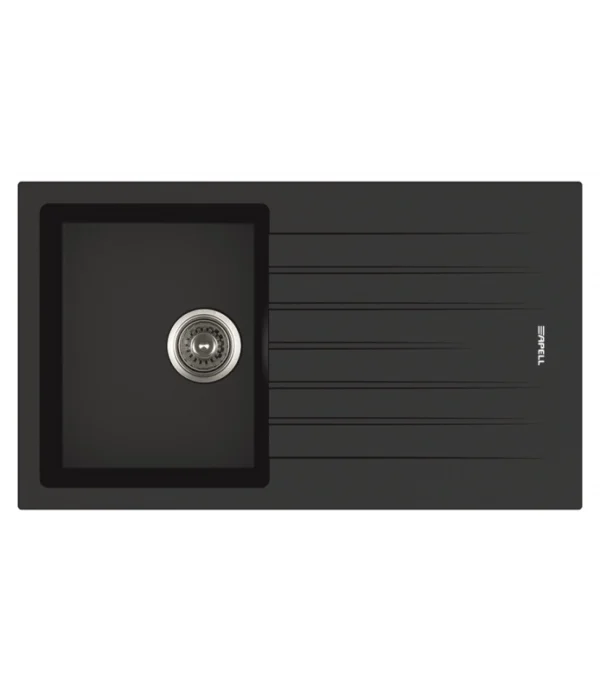 Lavello APELL 1 Vasca con gocciolatoio Reversibile colore Nero cod: PTPL861GB