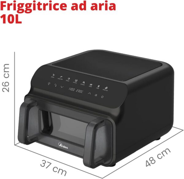 Friggitrice Ad Aria ARDES Potenza 2000 W 10 Litri XXL colore Nero Cod: ARFRYA09GP - immagine 2