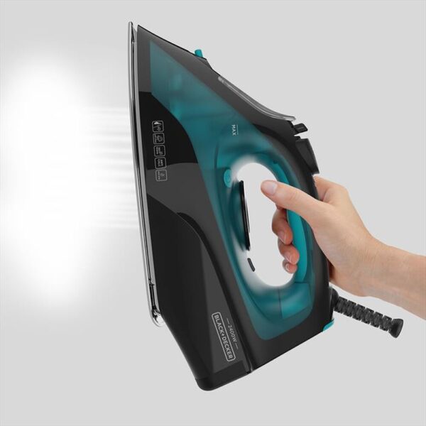 Ferro da stiro BLACK&DECKER Piastra in ceramica 2400 Watt colore Nero/Smeraldo cod: BXIR2403E - immagine 3