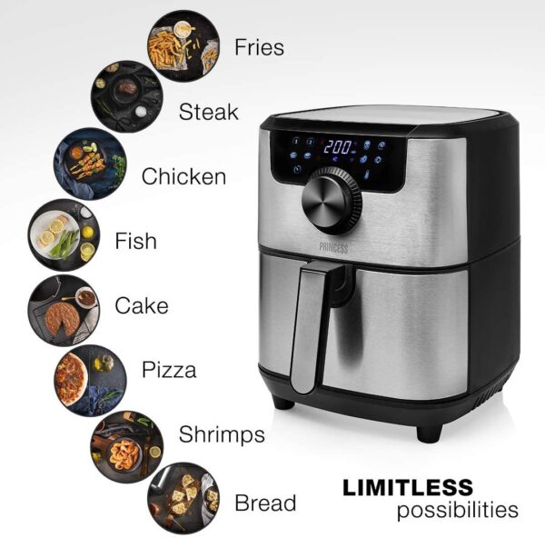 Friggitrice ad Aria PRINCESS 1500 W, 4.5 Litri, Acciaio Inossidabile, 4,5 Litri (Smart) cod: 182033 - immagine 3