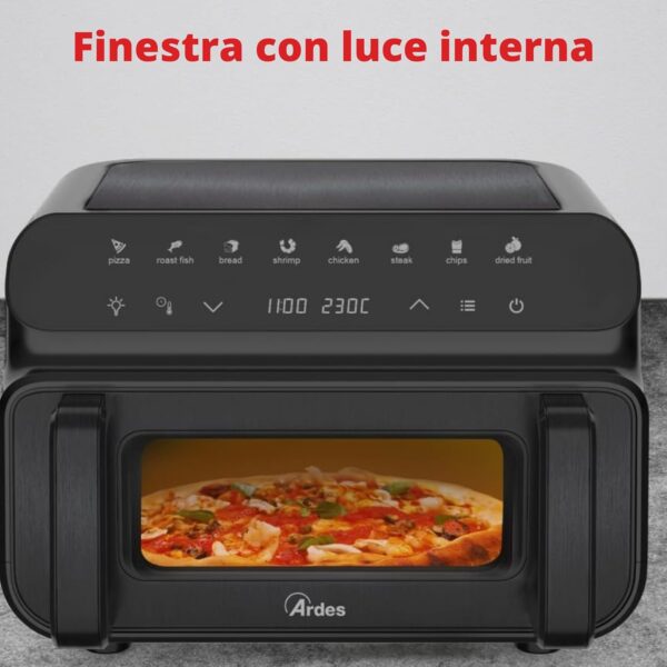 Friggitrice Ad Aria ARDES Potenza 2000 W 10 Litri XXL colore Nero Cod: ARFRYA09GP - immagine 6