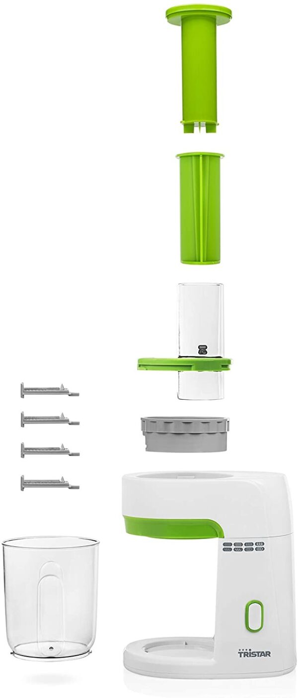 Taglia verdure a spirale TRISTAR 120W Colore Bianco e Verde 4 Lame in Acciaio Cod. MX-4816 - immagine 3