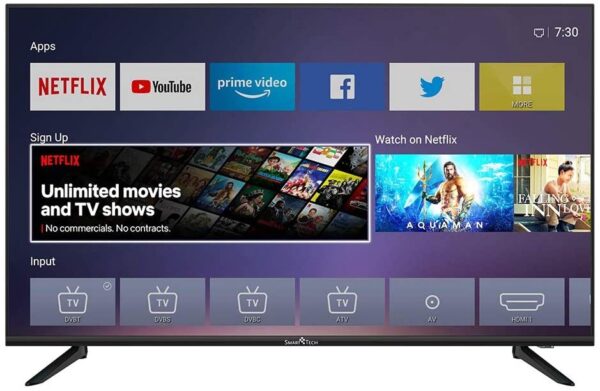 Smart TV SMART TECH 43" UHD 4K Wi-Fi (DVB-T2 / T/C / S2 / S, Colore Nero cod: SMT43F30UV2M1B1