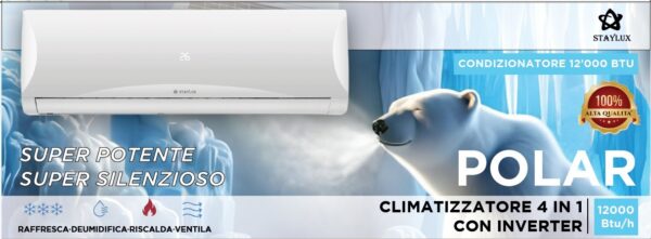 Clima STAYLUX Fisso MonoSplit 12000 BTU Classe A++ / A+ Inverter CL-12000BTU-B
